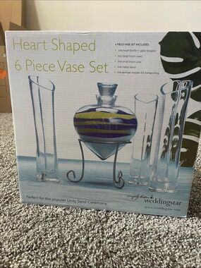 Weddingstar Heart-Shaped Vase Set in Clear with Blue & Purple Accent